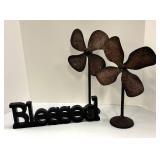 Metal Propeller Decor Pair & Blessed Sign
