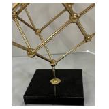 Gold-Tone Geometric Wire Cube Sculpture and Welcome Home Decor