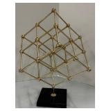 Gold-Tone Geometric Wire Cube Sculpture and Welcome Home Decor