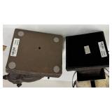 Globe on Stand with Armillary Rings, Creative Co-op Wooded Tray & Black Greyhound Statue