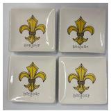 A & B Home Fleur-de-Lis Finial on Pedestal with 11 Creative Co-op Small Plates