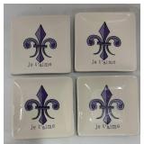 A & B Home Fleur-de-Lis Finial on Pedestal with 11 Creative Co-op Small Plates