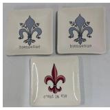 A & B Home Fleur-de-Lis Finial on Pedestal with 11 Creative Co-op Small Plates