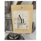 A & B Home Fleur-de-Lis Finial on Pedestal with 11 Creative Co-op Small Plates