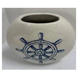 Beach Decor Bundle: Ship Wheel Vase, Beach Sign on Wood Base and Print