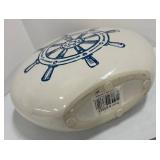 Beach Decor Bundle: Ship Wheel Vase, Beach Sign on Wood Base and Print