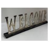 Decorative Metal Welcome Sign & Geometric Sphere