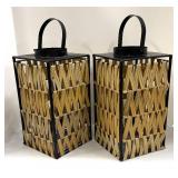 Pair of Woven Lantern Candle Holders