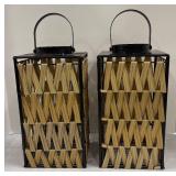 Pair of Woven Lantern Candle Holders