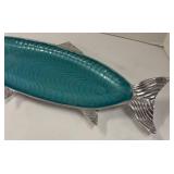 Hampton Forge Oceana Lime Aqua Fish Platter, Bottles, Eat Tin Tray and More