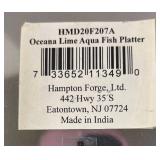 Hampton Forge Oceana Lime Aqua Fish Platter, Bottles, Eat Tin Tray and More