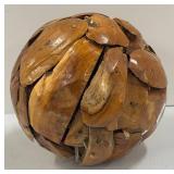 Primitive Wood Ball Art Sphere with Nail Decor
