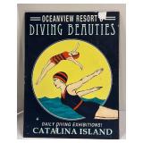 Oceanview Resort Diving Beauties Catalina Island Sign & Nautical Decor: Anchor, Tray and Teal Vase