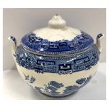 Vintage Johnson Brothers Willow Pattern Blue & White Dinnerware Set - Plates, Bowls & Cups