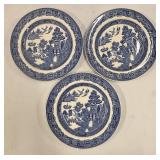 Vintage Johnson Brothers Willow Pattern Blue & White Dinnerware Set - Plates, Bowls & Cups