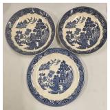 Vintage Johnson Brothers Willow Pattern Blue & White Dinnerware Set - Plates, Bowls & Cups