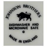 Vintage Johnson Brothers Willow Pattern Blue & White Dinnerware Set - Plates, Bowls & Cups