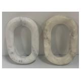 Antiques Sign, Original with Pair of White Lattice Bowls and Marble Ring Decor