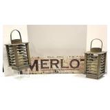 Lanterns & Merlot Sign - Rustic Wood