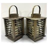 Lanterns & Merlot Sign - Rustic Wood