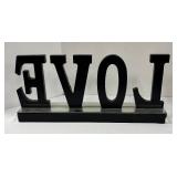 Mirrored Love Sign with Wood Tray & Faux Greenery