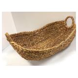 Two Woven Baskets - Long Oval Open-Weave & Square Lidded Pattern