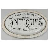 Two 18x11 Woven Baskets & Antique Sign