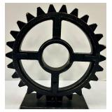 Gear Wheel Sculpture & Sign with Wooden Tray