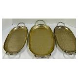 Happily Ever After Lives Here Sign,  Oval Gold Hammered Serving Trays with Handles plus a wood Tray