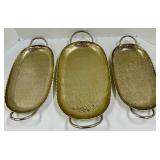 Happily Ever After Lives Here Sign,  Oval Gold Hammered Serving Trays with Handles plus a wood Tray