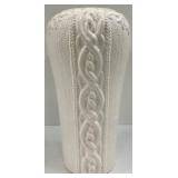 White Ceramic Vase with Embossed Rope Pattern - Decorative Home Accent Welcom Sign