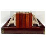 Through The Woods 5-Volume Leather-Bound Book Set with Marble A-Bookends & Wooden Tray