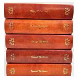 Through The Woods 5-Volume Leather-Bound Book Set with Marble A-Bookends & Wooden Tray
