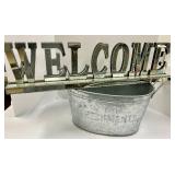 Welcome Sign & Galvanized Refreshments Bucket