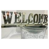 Welcome Sign & Galvanized Refreshments Bucket
