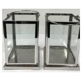 Pressed Leaf Frame Set (5) & 2 Chrome Glass Candle Display Cases / Lanterns & Welcome Sign
