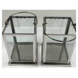 Pressed Leaf Frame Set (5) & 2 Chrome Glass Candle Display Cases / Lanterns & Welcome Sign
