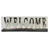 Pressed Leaf Frame Set (5) & 2 Chrome Glass Candle Display Cases / Lanterns & Welcome Sign