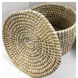 Round Seagrass Baskets & Lids (Lot of 2)