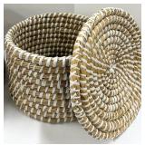 Round Seagrass Baskets & Lids (Lot of 2)