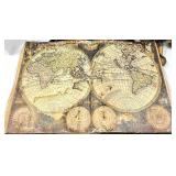 Vintage World Map Book, But First Coffee Tray, HOME Sign & Brass Jacks Sculptures
