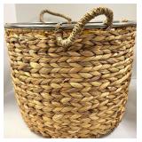 Natural Seagrass Storage Baskets - Set of 2 Large & Small with Metal Rim