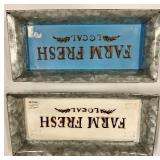 Farmhouse Decor Sign Set - Grace & Gratitude, Farm Fresh Local Plaques & Woven Basket and more