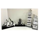 Metal Boat Sculptures & Lighthouse Models
