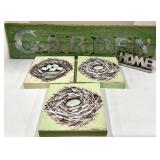 Garden Sign & HOME Letters with 3 Nest Tile Blocks - Rustic Wall Decor