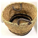 Two-Tone Woven Market Baskets & Handles - Set of 2