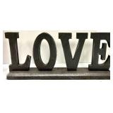Love & Family Word Signs Decor Set with Gold Rim Dishes & Floral Gift Box