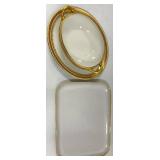 Love & Family Word Signs Decor Set with Gold Rim Dishes & Floral Gift Box