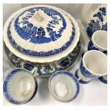 Royal Worcester Blue & White Dinnerware Set - Teapot, Cups & Plates - Made in England