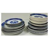 Royal Worcester Blue & White Dinnerware Set - Teapot, Cups & Plates - Made in England